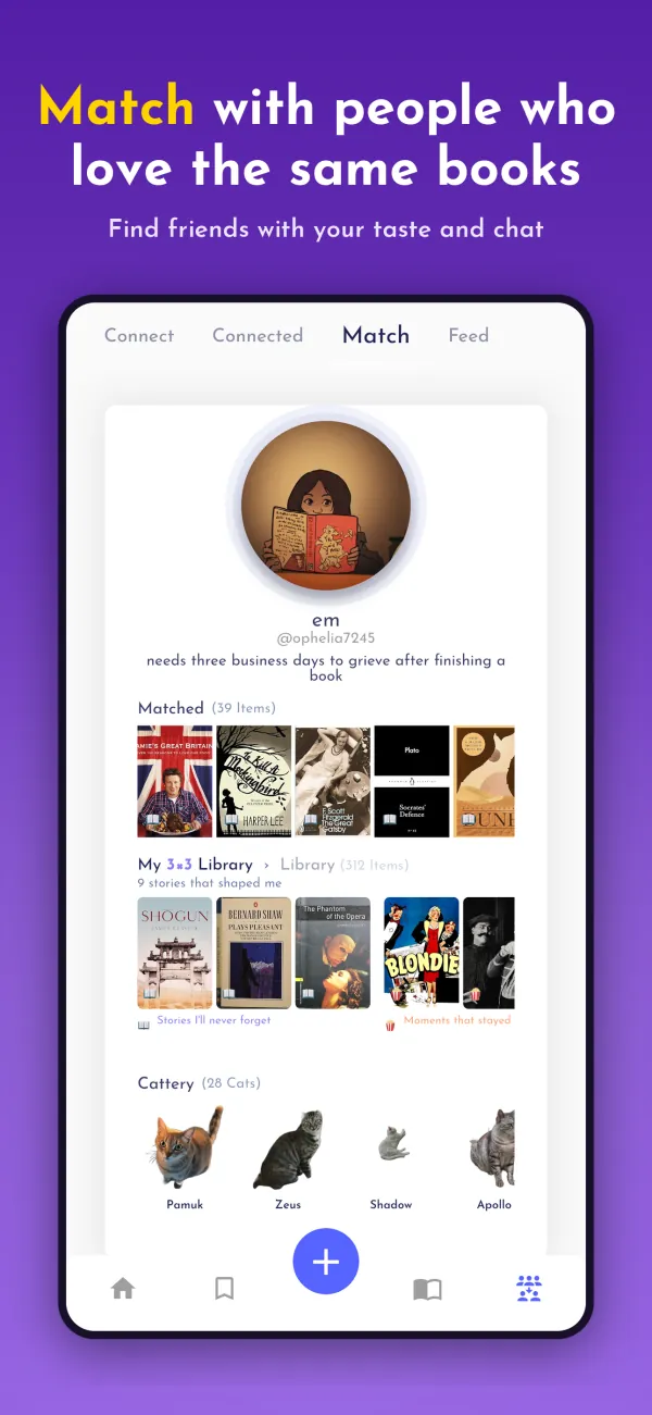 Match with people who love the same books. Find friends with your taste and chat