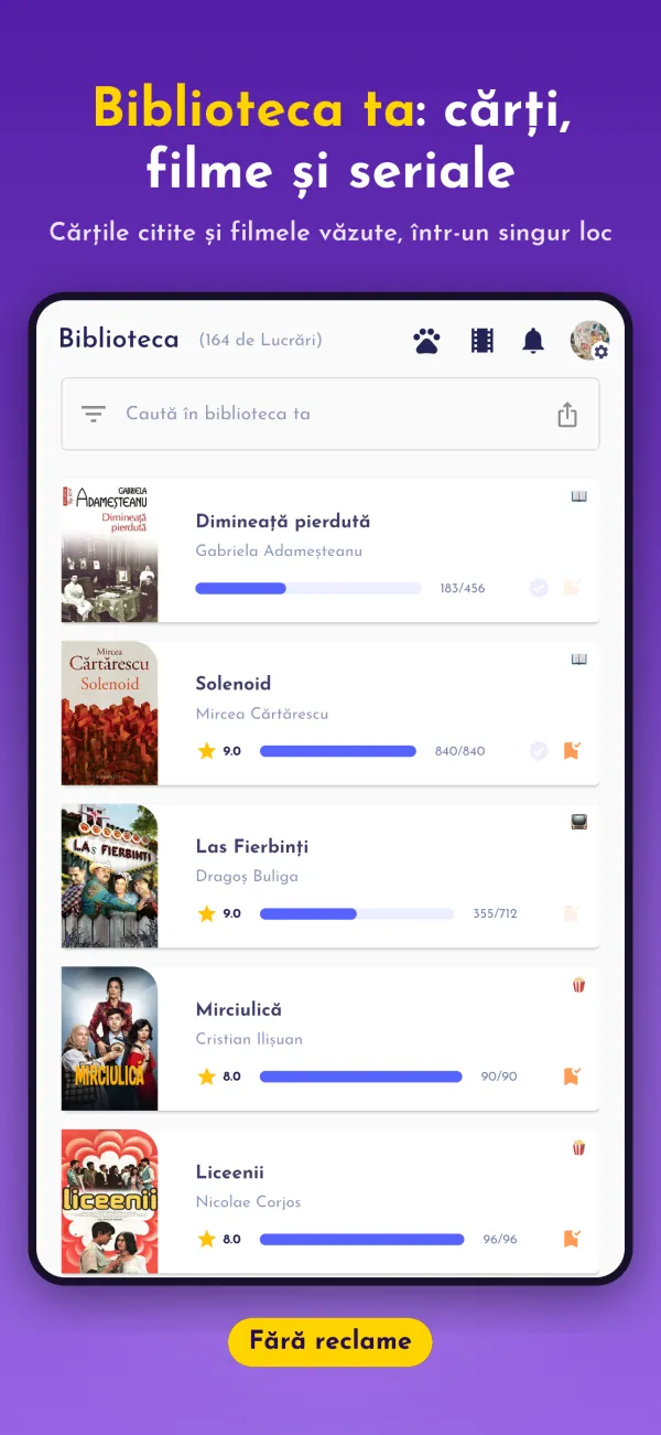Biblioteca ta: cărți, filme și seriale. Cărțile citite și filmele văzute, într-un singur loc